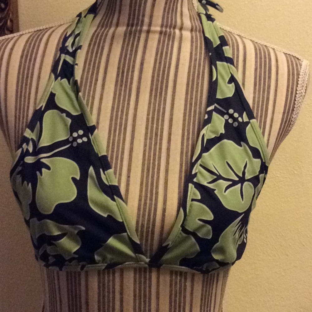 Title Nine reversible bikini top in navy & green